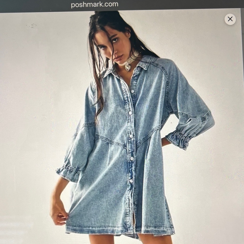 We The Free Hannah Denim Mini Dress Medium